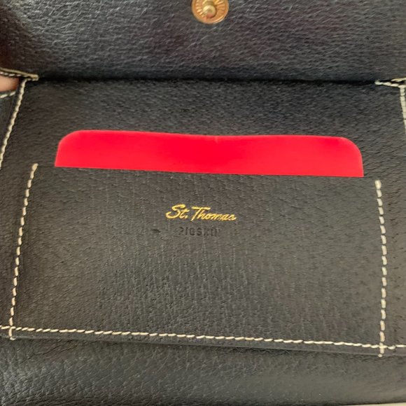 Vintage St. Thomas Navy Blue LEATHER PIG SKIN Wallet NEW TAG IS STILL ATTACHED - Picture 4 of 8